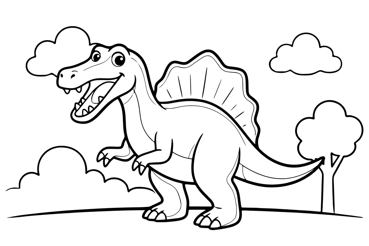 Spinosaurus roaring – Spinosaurus Dinosaur in Nature coloring page