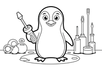 Penguin with a screwdriver – Penguin Fix-It Crew coloring page