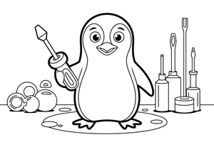 Penguin with a screwdriver – Penguin Fix-It Crew coloring page