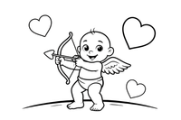 A little cupid shooting a heart arrow – Valentine's Day coloring page