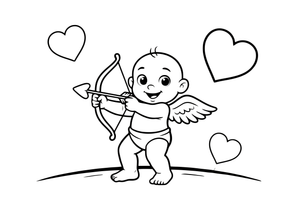 A little cupid shooting a heart arrow – Valentine's Day coloring page