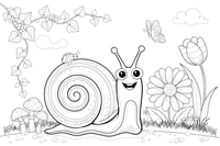 A snail peeking out of its shell – Snail coloring page