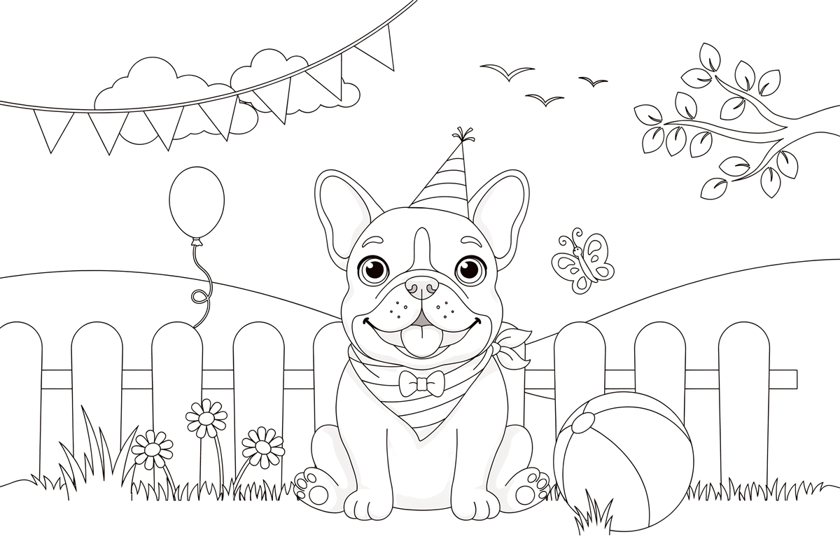 French bulldog ball – Playful French Bulldog Dog coloring page