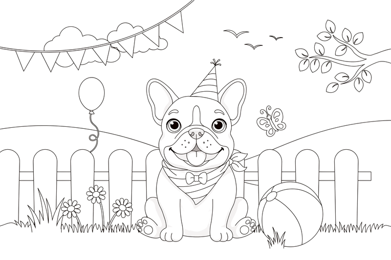 French bulldog ball – Playful French Bulldog Dog coloring page