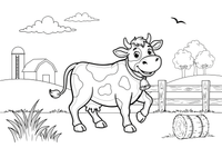 A cow by a wooden fence – Cow coloring page