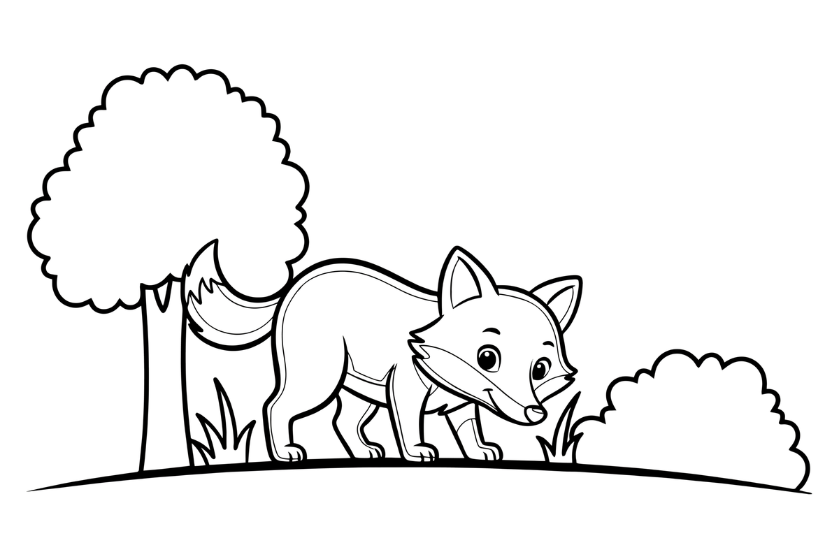 Fox Sniffing – Fox in the Wild coloring page