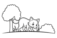 Fox Sniffing – Fox in the Wild coloring page