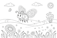 A ladybug flying with tiny wings out – Ladybug coloring page