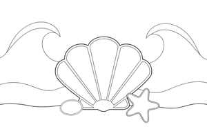 A pretty seashell on the sand – Shells & Treasures Collection coloring page
