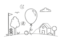 A single balloon on a string – Classic Symbols coloring page