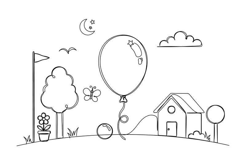 A single balloon on a string – Classic Symbols coloring page