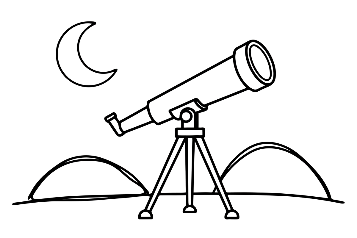 A telescope on a stand – Adventure Gear coloring page
