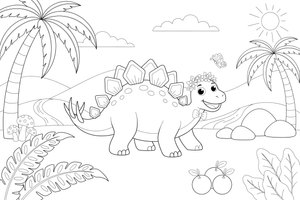 Stegosaurus jungle – Stegosaurus Dinosaur Playtime coloring page