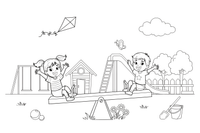 Two children on a see-saw – Playground coloring page