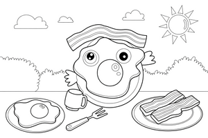 Two fried eggs with bacon – Classic Breakfast coloring page