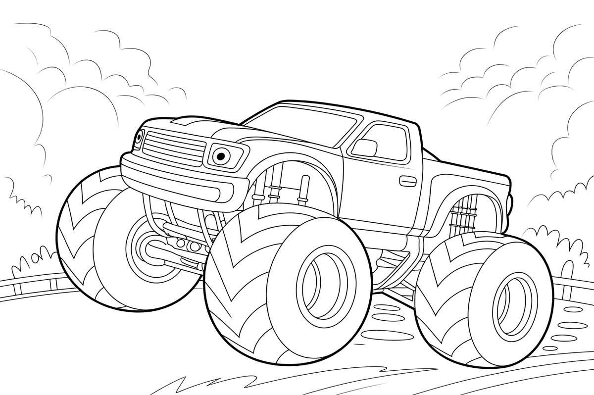 Monster Truck driving fast – Monster Truck Sport Race Series coloring page