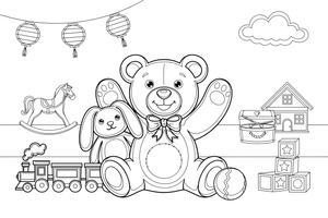A teddy bear with a little bow – Classic Toys coloring page