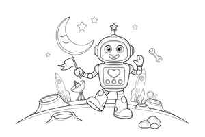 A robot walking on the moon – Dynamic Robot Robot coloring page