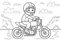 Motorcycle a rider in a helmet – Motorcycle Sport Stunts coloring page