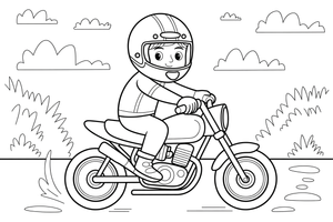 Motorcycle a rider in a helmet – Motorcycle Sport Stunts coloring page