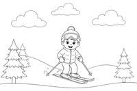 A skier gliding down a snowy slope – Winter Sports Adventure coloring page