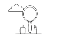 A hand mirror with a decorated handle – Elegant Beauty & Accessories coloring page