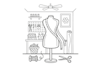 A mannequin with a measuring tape draped over it – Sewing & crafts Object coloring page
