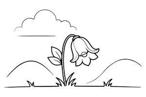 One big bell-shaped flower drooping on a thin stem – Wildflowers coloring page