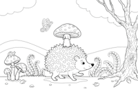 A hedgehog carrying a mushroom on its spines – Hedgehog coloring page