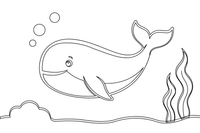A giant blue whale swimming in the deep sea – Majestic Ocean Giants coloring page