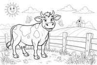 A cow by a wooden fence – Cow coloring page