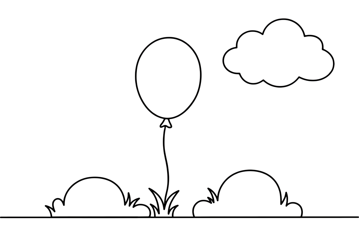 A single balloon on a string – Classic Symbols coloring page