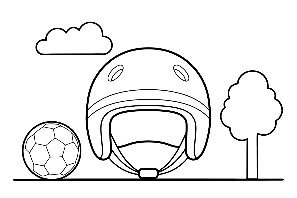 A sports helmet with a strap – Sports Gear Object coloring page