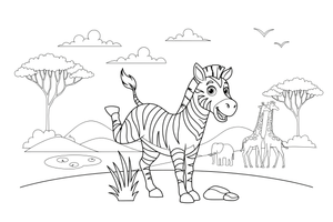 A zebra kicking up its heels – Galloping Zebra Wild coloring page