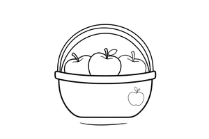 A basket of apples, close up – Autumn Time Autumn Leaves coloring page