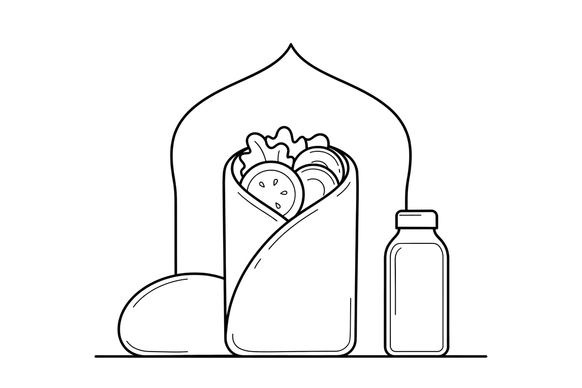 A kebab wrap filled with vegetables (Middle East) – World Food Delights coloring page