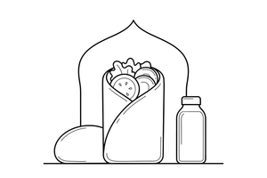 A kebab wrap filled with vegetables (Middle East) – World Food Delights coloring page