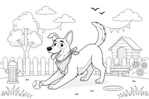 German shepherd stretching – Playful German shepherd Dog coloring page