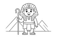 An Egyptian pharaoh with a striped headdress and a crook – Historic People Around the World coloring page