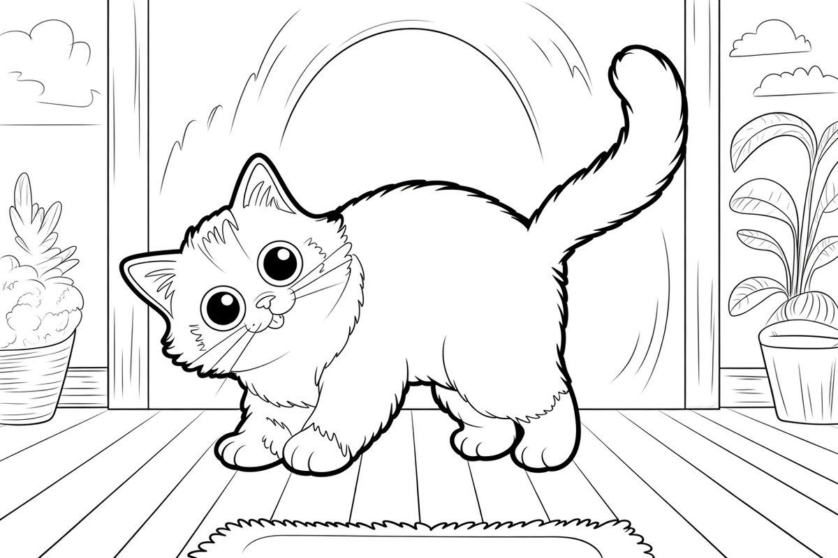 Ragdoll Cat arching its back – Ragdoll Cat at Play coloring page