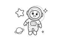 An astronaut floating in space among the stars – Astronaut coloring page