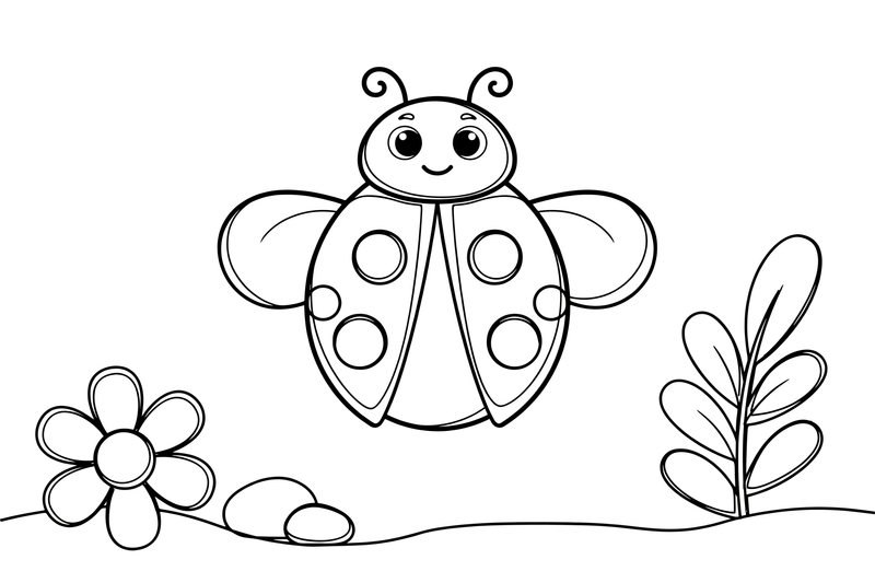 A ladybug flying with tiny wings out – Ladybug coloring page