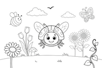 A ladybug flying with tiny wings out – Ladybug coloring page