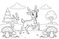 A deer standing in the forest – Playful Deer in Wild coloring page