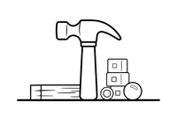 One big hammer, close up – Builder's Tools coloring page