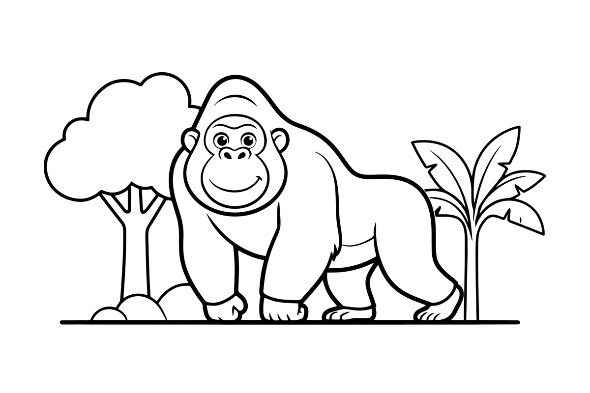 A gorilla walking on its knuckles – Gorilla coloring page