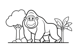 A gorilla walking on its knuckles – Gorilla coloring page
