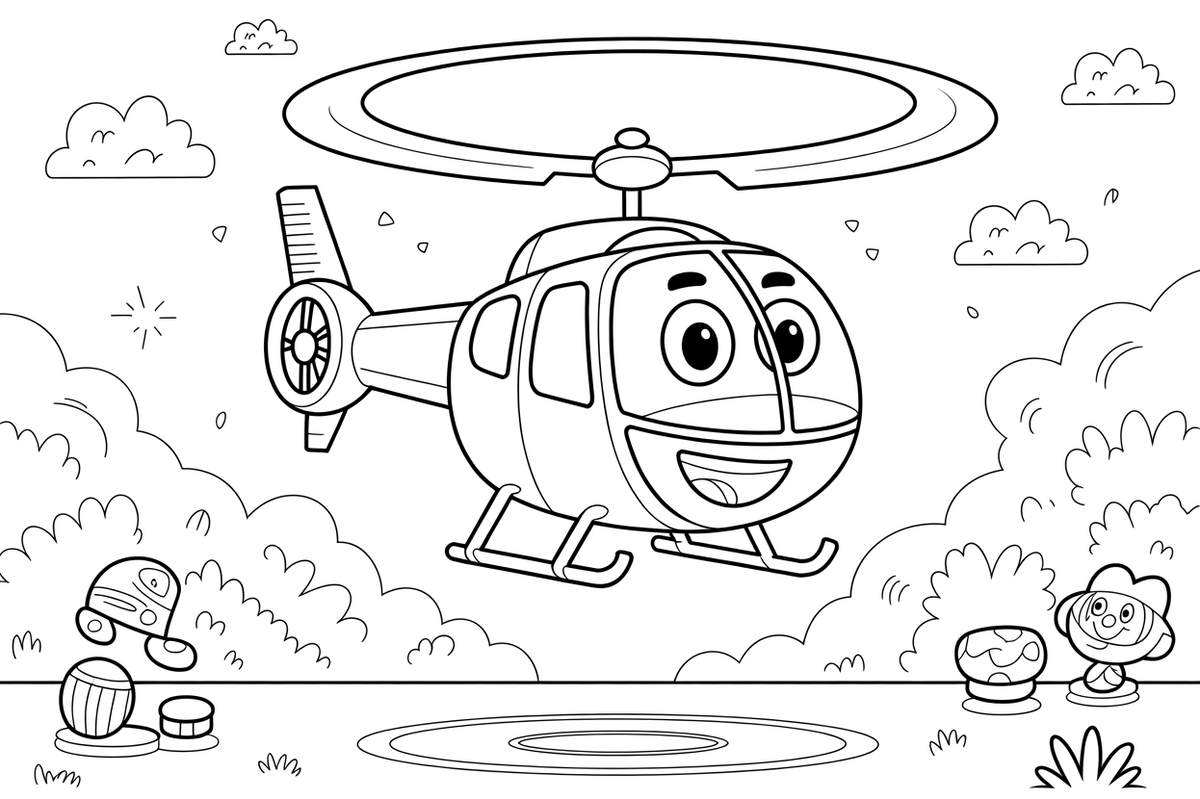 Helicopter Takeoff – Helicopter Air Adventure coloring page