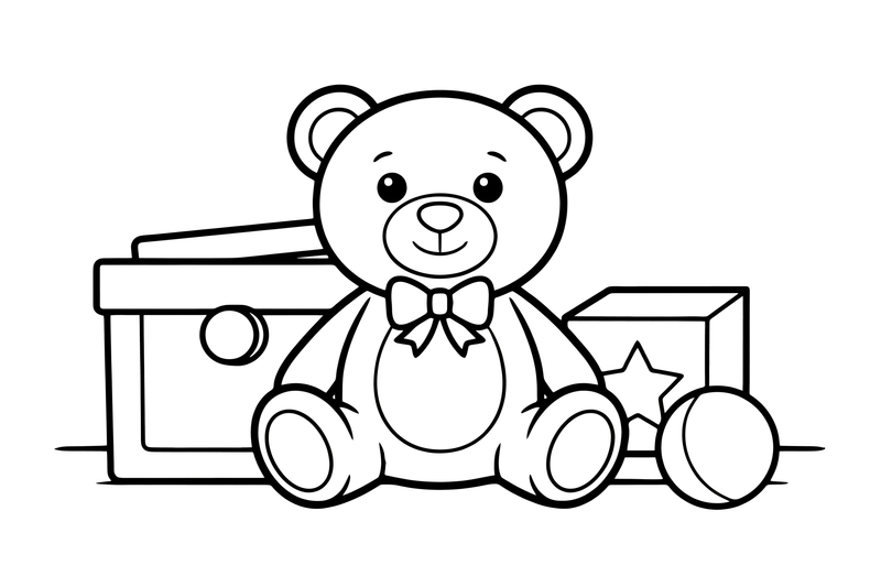 A teddy bear with a little bow – Classic Toys coloring page