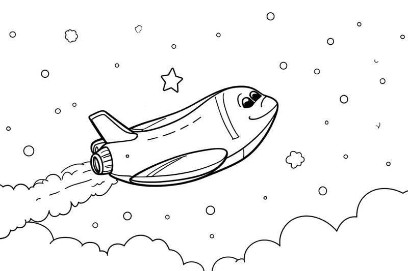 Space Shuttle in Orbit – Space Shuttle Mission coloring page